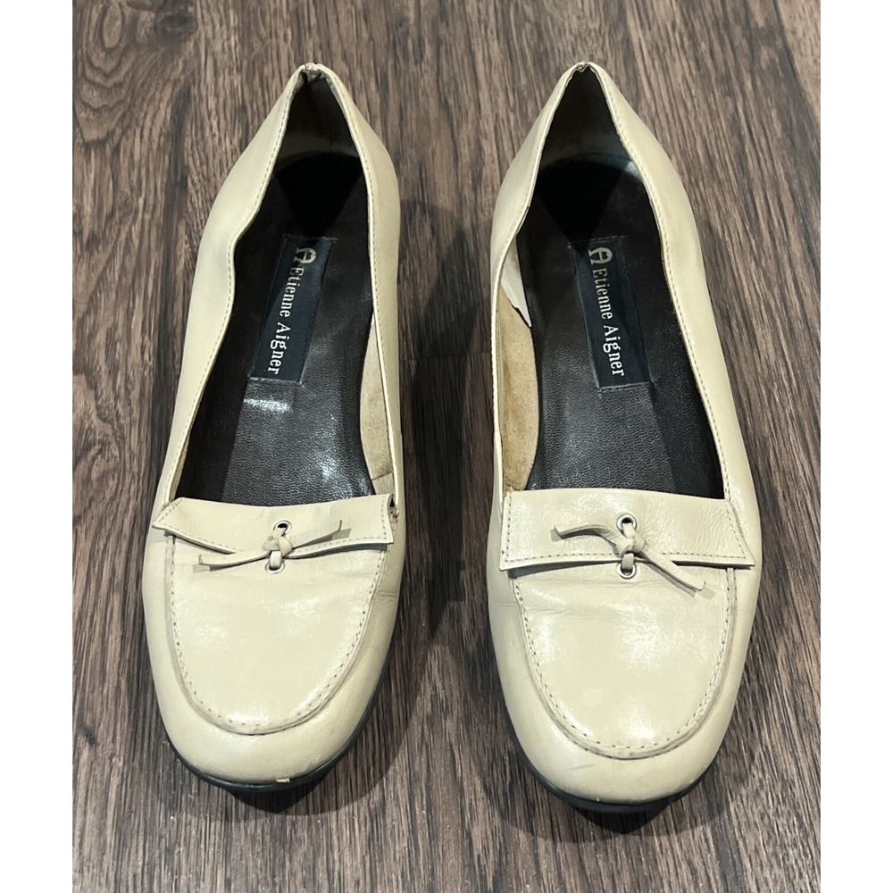 Etienne Aigner Tiana Loafers Flat Shoes Women's Size 7M Color Cream